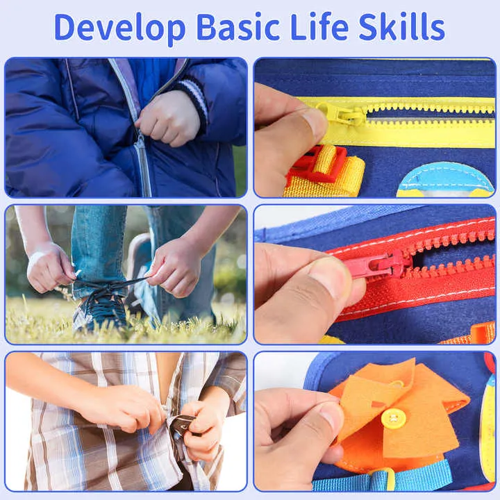 الحسية طفل ورأى مشغول مجلس لعبة ألعاب مونتيسوري  Sensory Baby Felt Busy Board Game Montessori Toys
