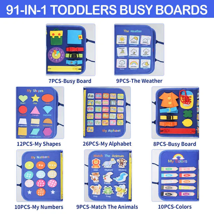 الحسية طفل ورأى مشغول مجلس لعبة ألعاب مونتيسوري  Sensory Baby Felt Busy Board Game Montessori Toys