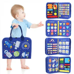 الحسية طفل ورأى مشغول مجلس لعبة ألعاب مونتيسوري  Sensory Baby Felt Busy Board Game Montessori Toys