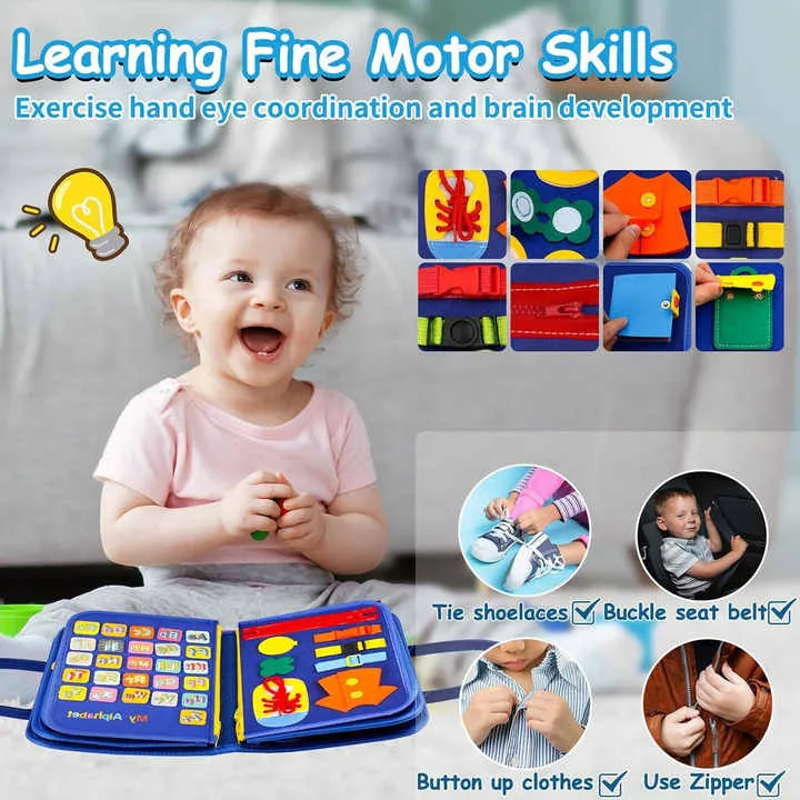 الحسية طفل ورأى مشغول مجلس لعبة ألعاب مونتيسوري  Sensory Baby Felt Busy Board Game Montessori Toys