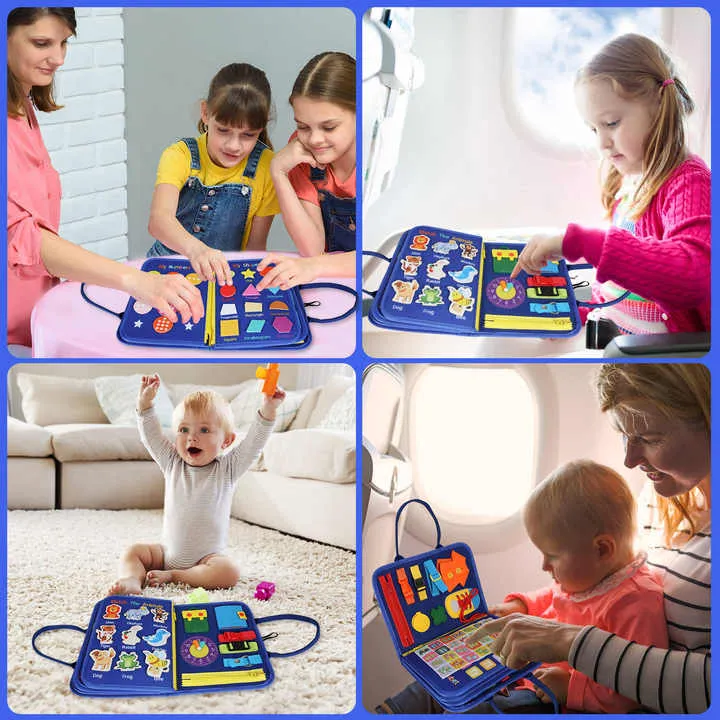 الحسية طفل ورأى مشغول مجلس لعبة ألعاب مونتيسوري  Sensory Baby Felt Busy Board Game Montessori Toys