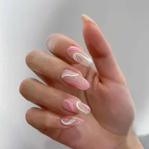 24 قطعة من الأظافر الاصطناعية القصيرة لاصقة من 24 pcs Short False Nails Adhesive