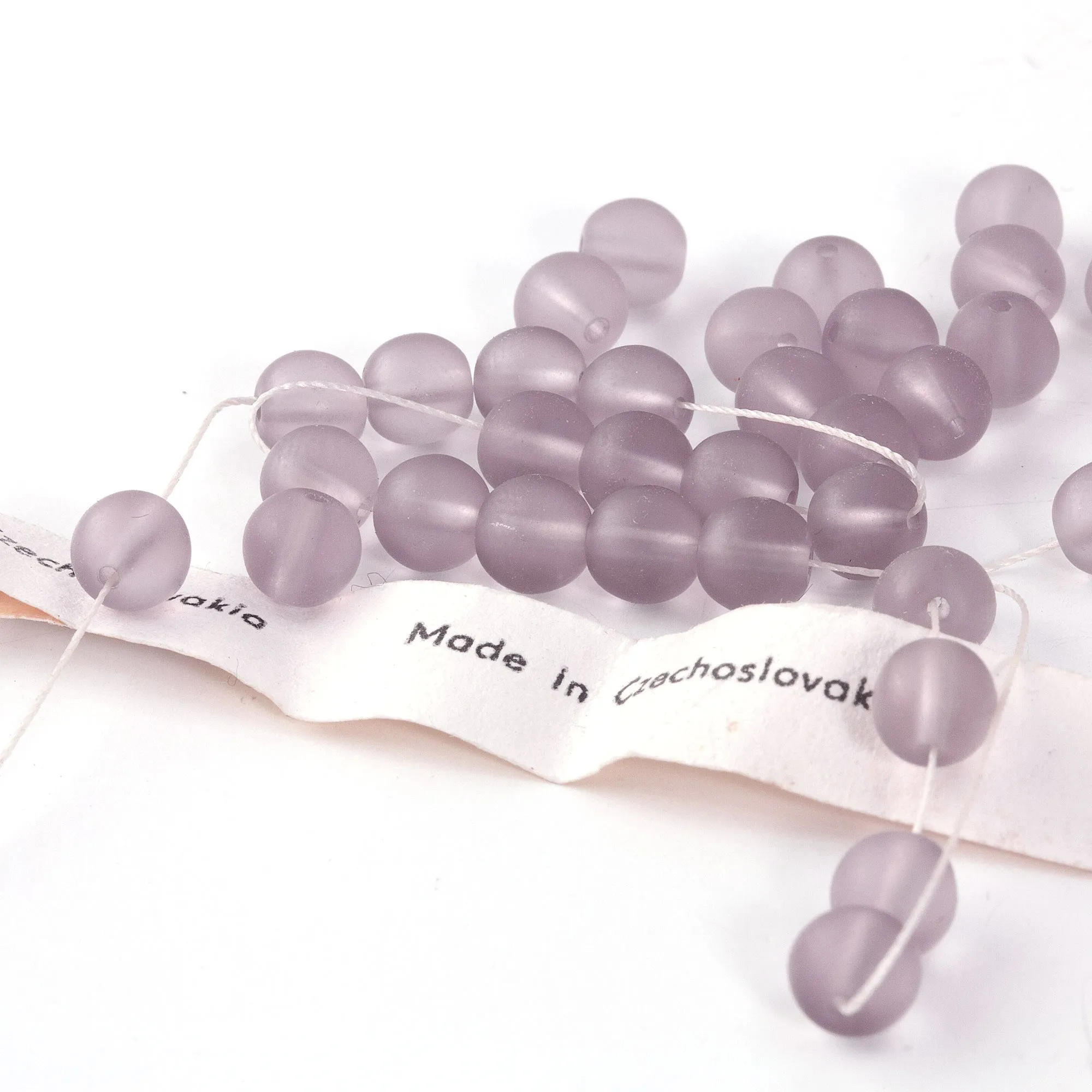 8mm Vintage Czech pale lavender frosty rounds. Pkg of 10. b11-pp-0884-2