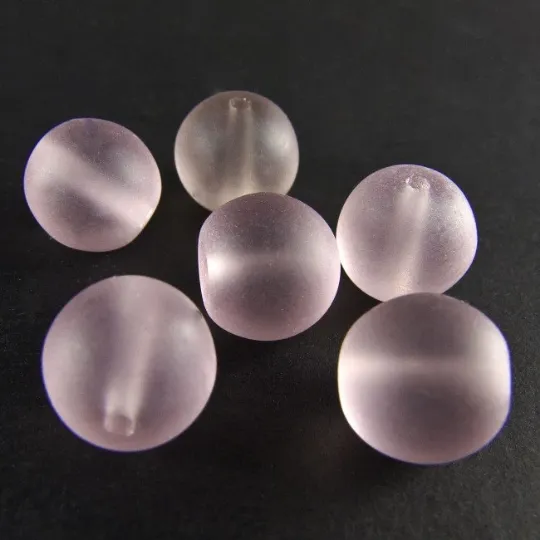 8mm Vintage Czech pale lavender frosty rounds. Pkg of 10. b11-pp-0884-2