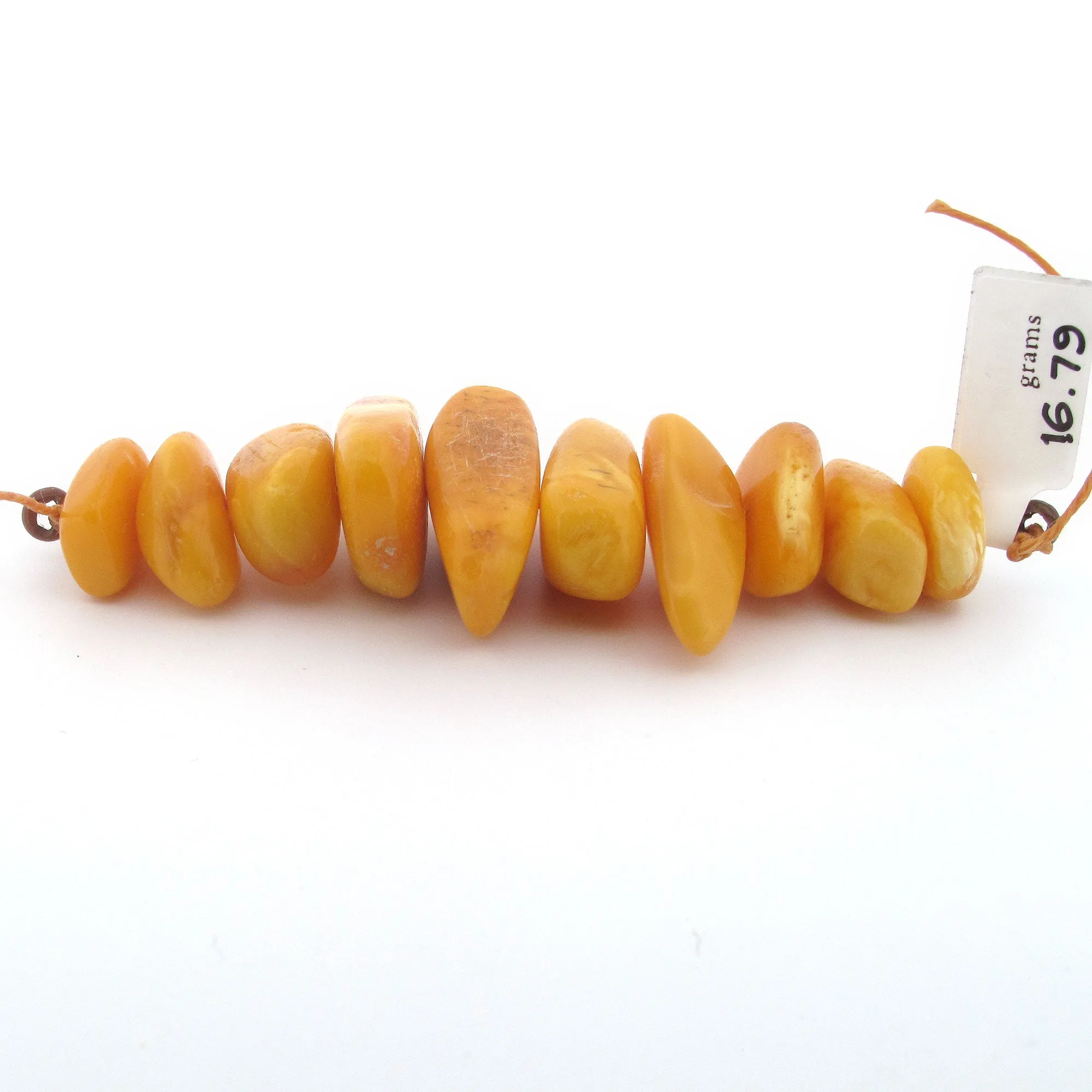 Antique Baltic amber free form beads. 10 beads, 1 str. b4-amb127