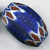 b1-638-Large Vintage Chevron trade bead, India, 21x32mm, sold individually