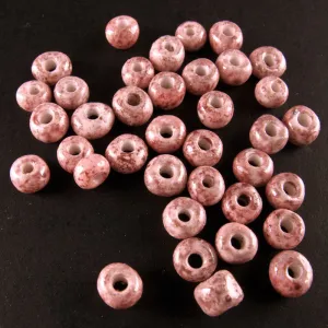 B11-PP-0589- Vintage Rose Speckled Glaze beads, Japan, .size 6. 7gr. Bag