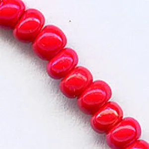 b17-103-Bright coral size 6 seed bead. Vintage Czech 1940s. 12-gr. bag