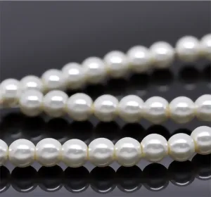 Beads Glass Round Pearl Painted 6mm Strand 16 Ivory
