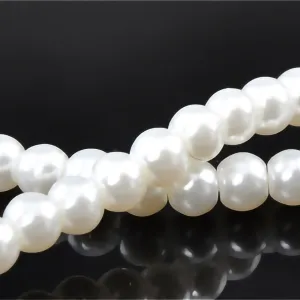 Beads Glass Round Pearl Painted 6mm Strand 16 White