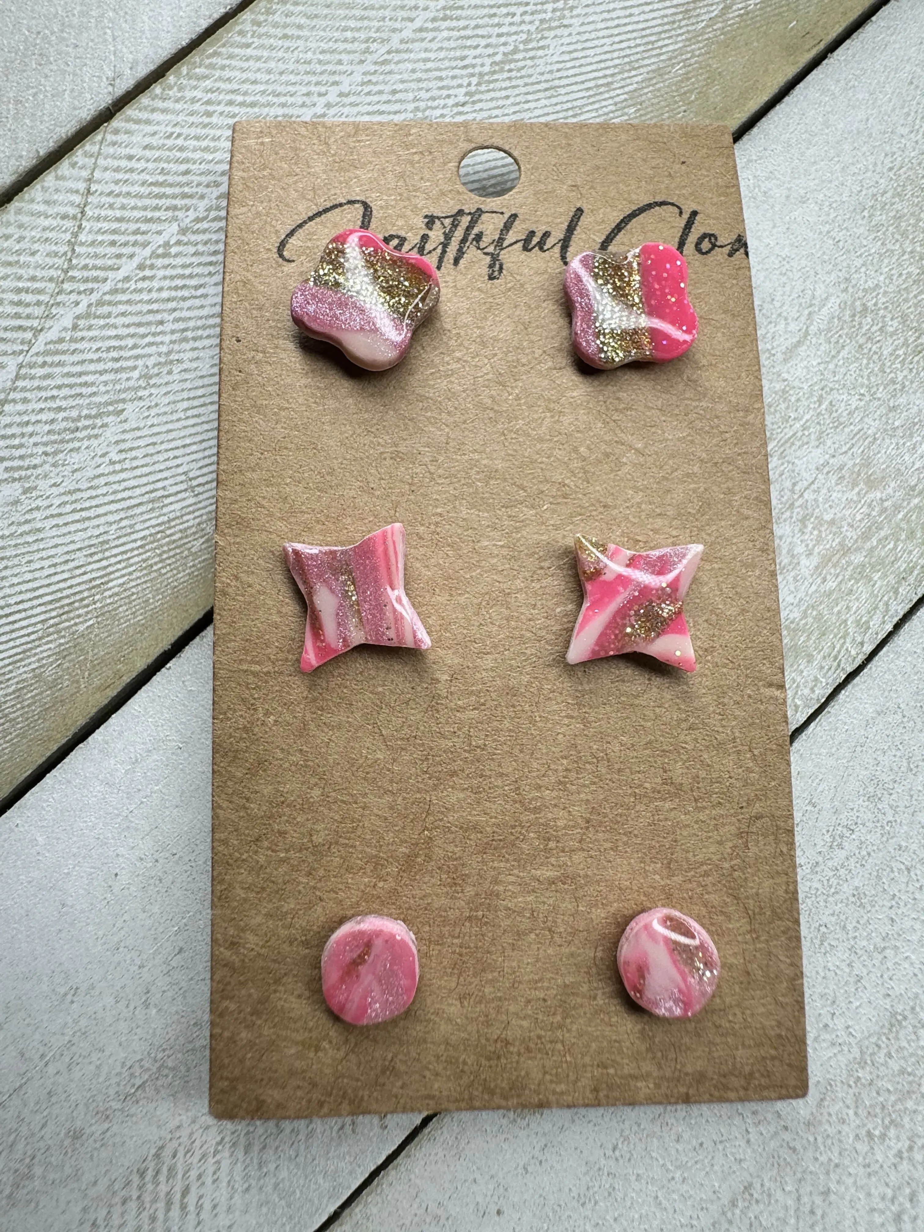 Boujee Pink Trio Studs