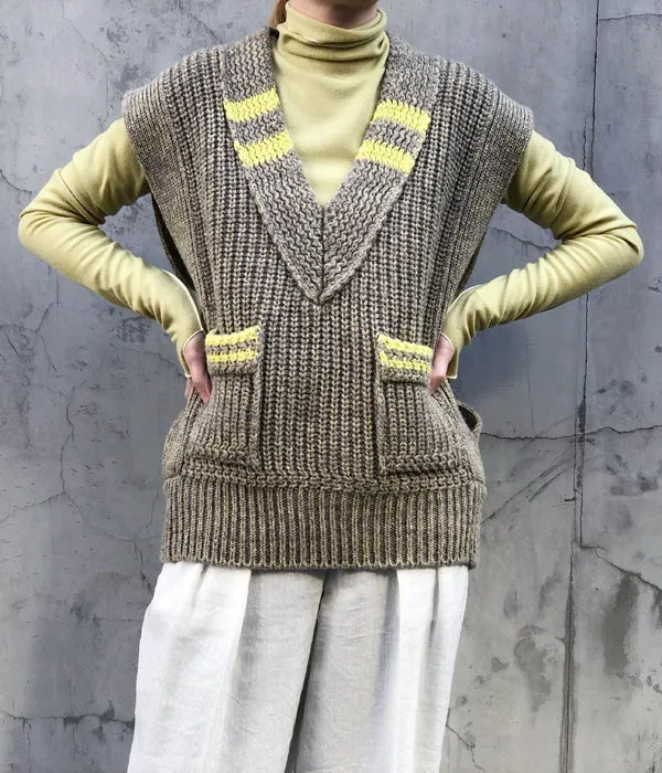 FUMIKA_UCHIDA/3G Mix Shetland/OVER VEST(YELBGE/BANANA)