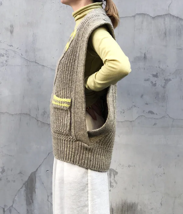 FUMIKA_UCHIDA/3G Mix Shetland/OVER VEST(YELBGE/BANANA)