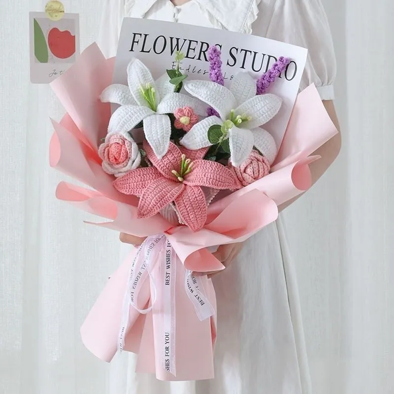 Homemade By Hand Bridal Bouquet Crocheted Hand-woven Suit