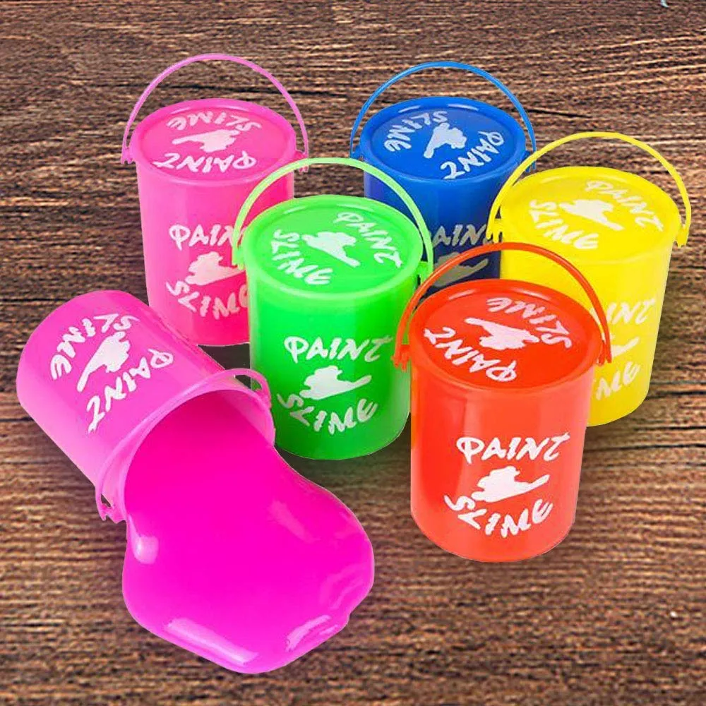 Kicko Paint Slime - Pack of 12 Colored Gooey Slimes in a Mini Paint Bucket Container