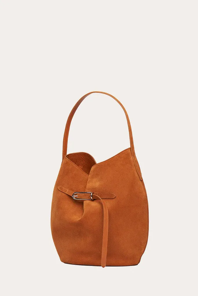 Liffner Belted Bucket Bag Large Cinnamon Suede