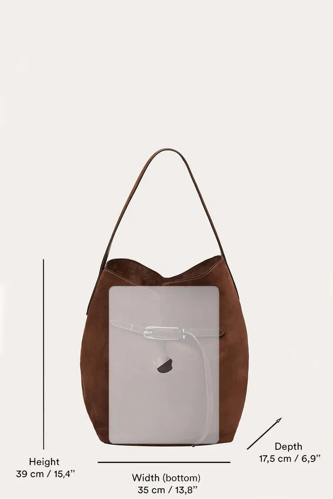 Liffner Belted Bucket Bag Large Cinnamon Suede