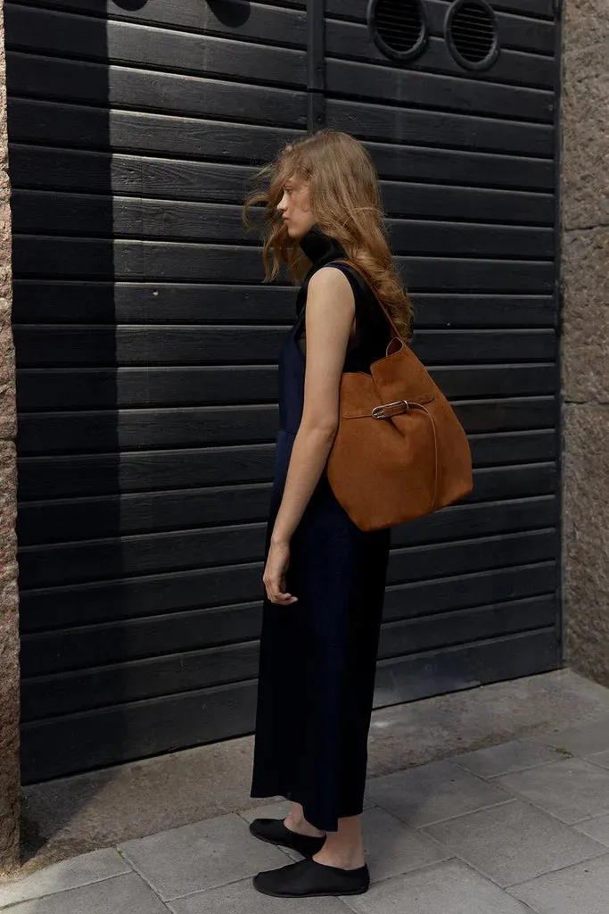 Liffner Belted Bucket Bag Large Cinnamon Suede