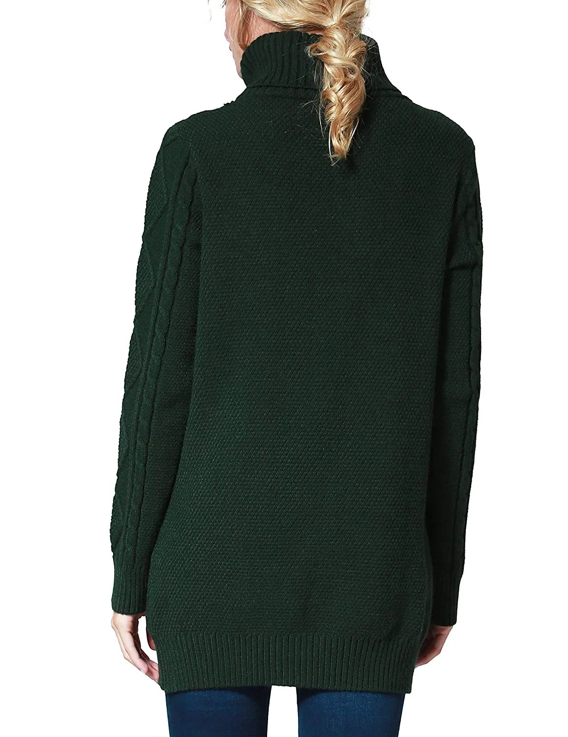 PrettyGuide Women's Long Sweater Turtleneck Cable Knit Tunic Sweater Tops