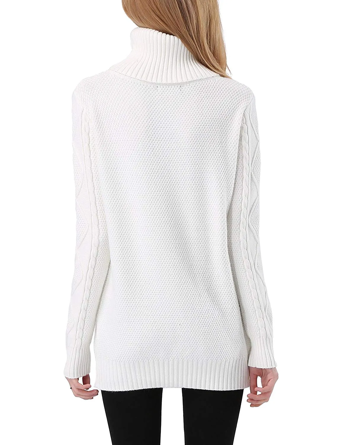 PrettyGuide Women's Long Sweater Turtleneck Cable Knit Tunic Sweater Tops