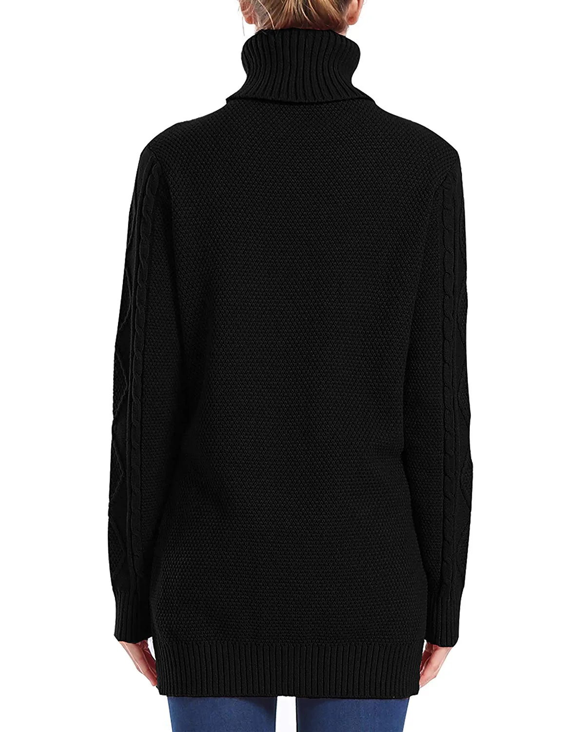 PrettyGuide Women's Long Sweater Turtleneck Cable Knit Tunic Sweater Tops