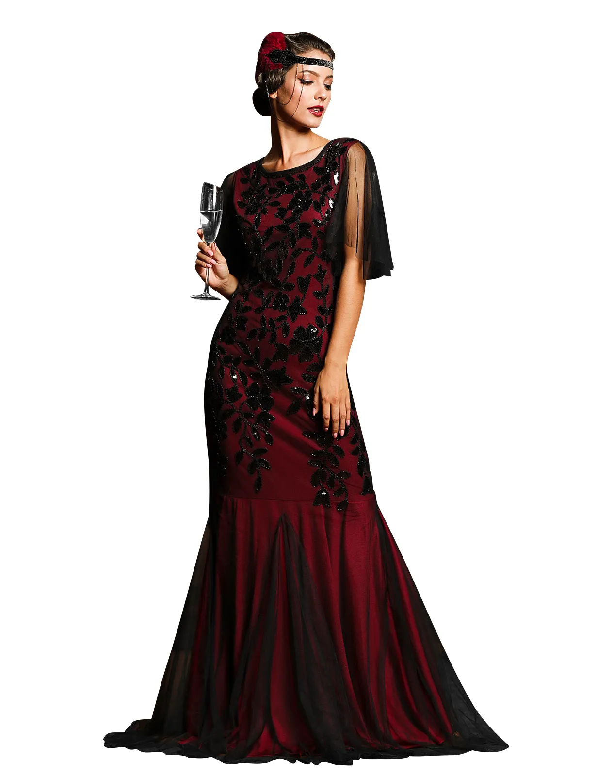 PrettyGuide Women's Mermaid Hem Maxi Long Formal Ball Gown