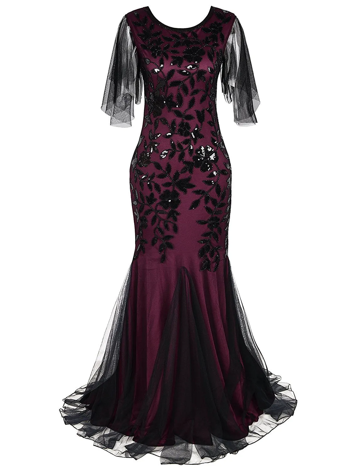 PrettyGuide Women's Mermaid Hem Maxi Long Formal Ball Gown