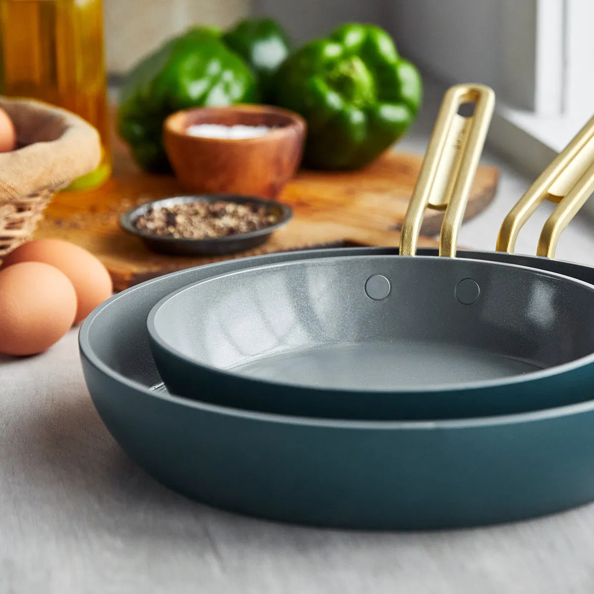 Stanley Tucci™ Ceramic Nonstick 8" and 10" Frypan Set | Venetian Teal